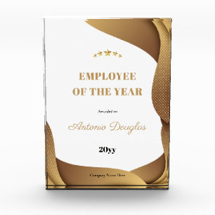 Customized Gold Stars Employee of the Year Acrylic Award