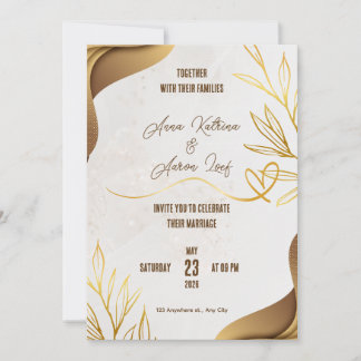 Customized Gold Wedding Party Invitation Card