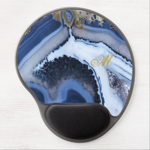 Customized Gold White Blue MARBLE Gel Mouse Pad