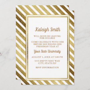 Customized Gold White College Trunk Party Invite