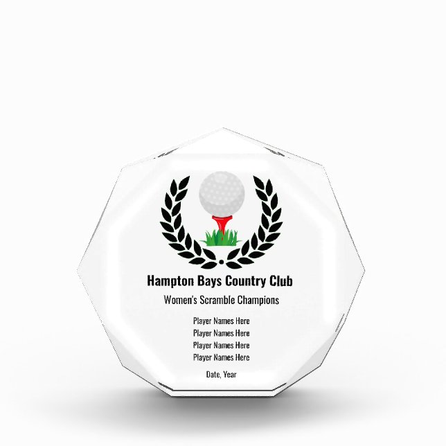 Customized Golf Award Plaque - Acrylic (Front)