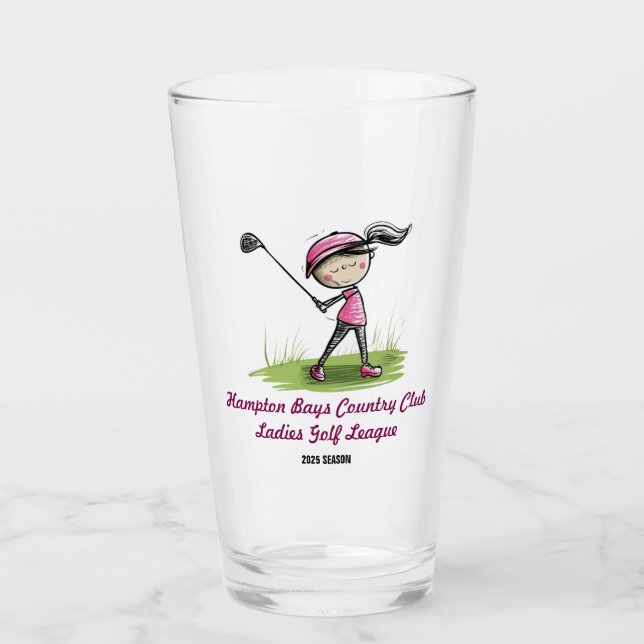 Customized Golf Club Ladies League Drinking Glass (Front)