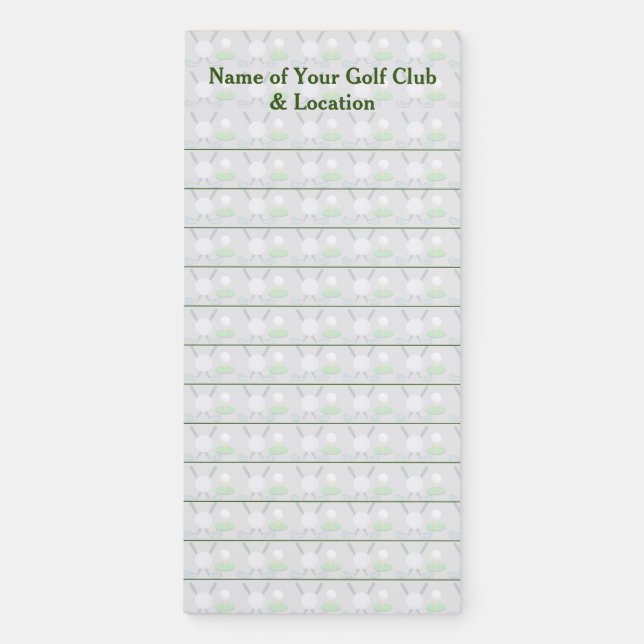 Customized Golf Club Magnetic Notepad (Front)