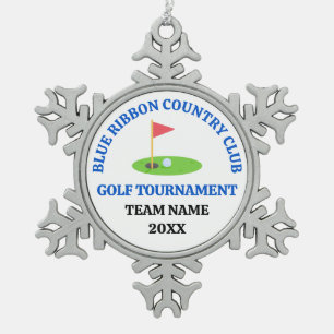 Customized Golf Course or Country Club Snowflake Pewter Christmas Ornament