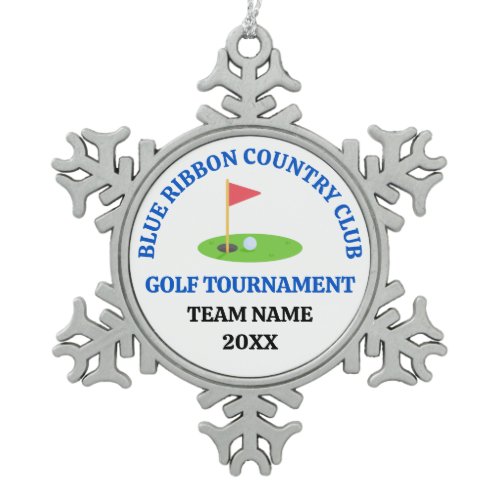 Customized Golf Course or Country Club Snowflake Pewter Christmas Ornament