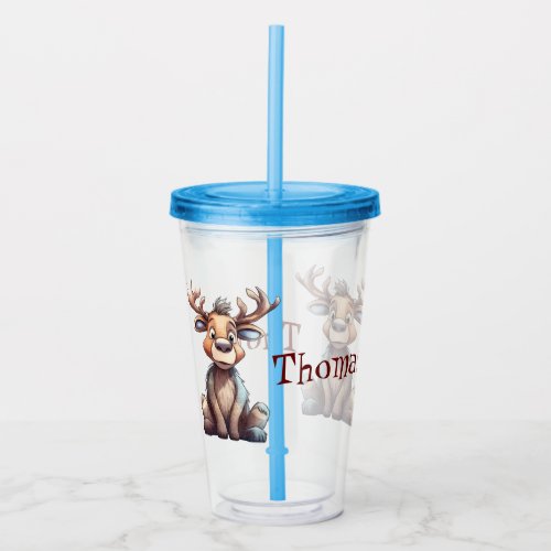 Customized Goofy Reindeer  Acrylic Tumbler