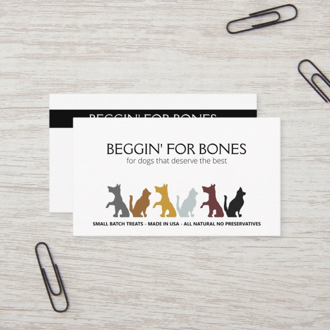 Customized Gourmet Dog Treats Bakery Business Card (Front/Back In Situ)