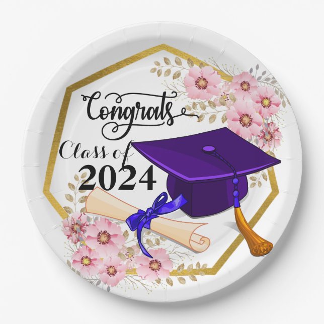 Customized Graduating Yearly Class  Paper Plates (Front)