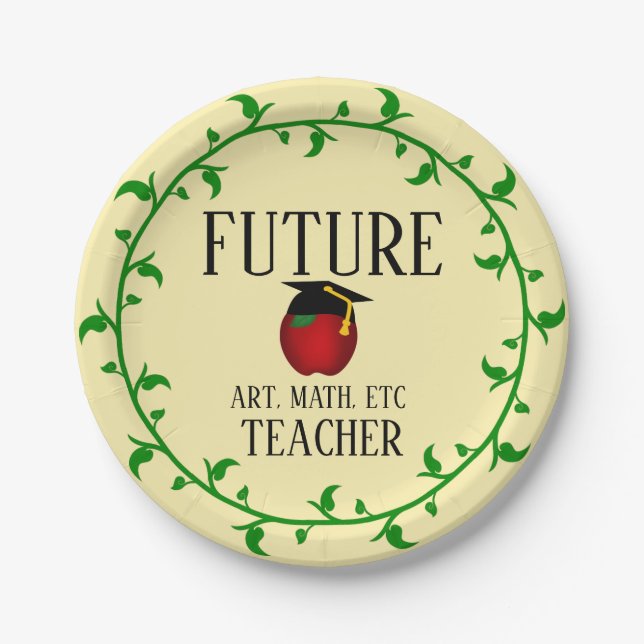 Customized Graduation Party  Future Teacher Paper Plates (Front)
