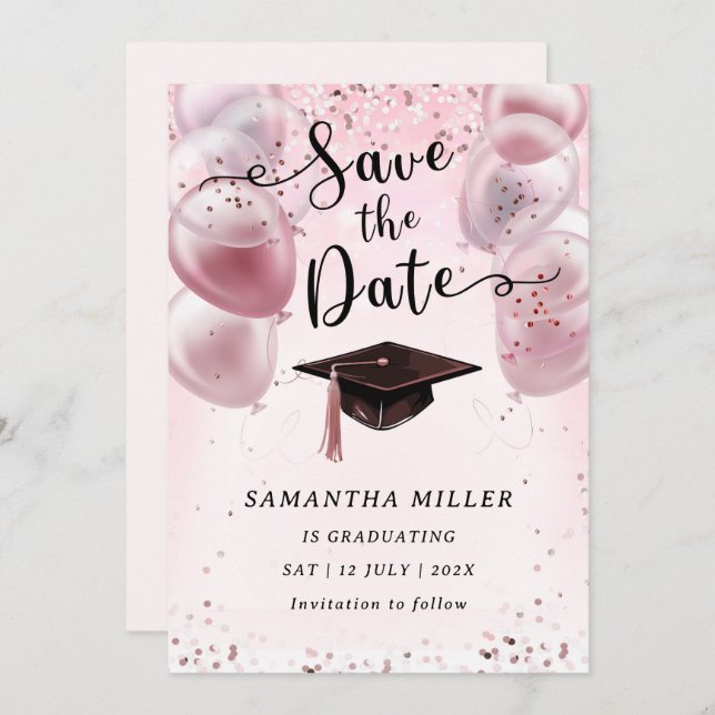 Customized Graduation Party Save the Date Invitation (Front/Back)
