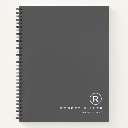 Customized Gray and White Monogram Initial  Notebook