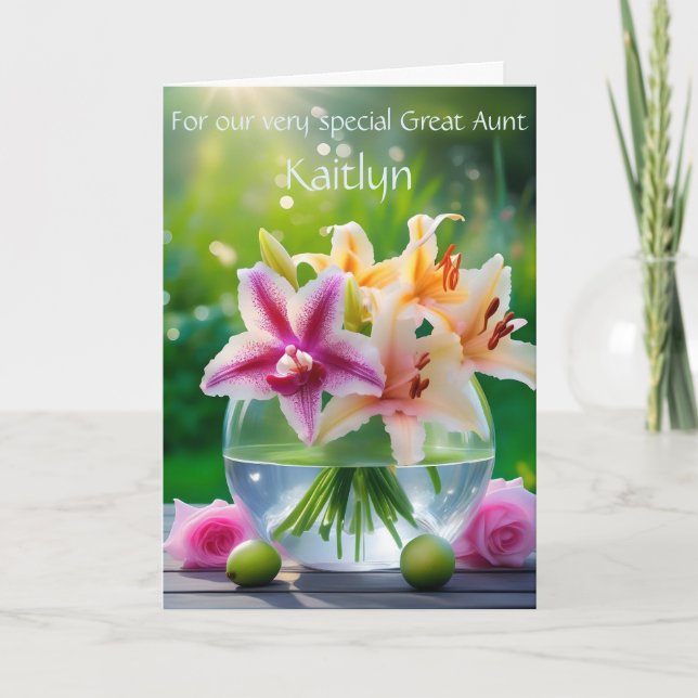 Customized Great Aunt Bouquet Birthday Poem Card (Front)