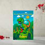 Customized Great Grandson Birthday Poem Card<br><div class="desc">Personalize your own year, greeting and even your poem for your great grandson. They are hard cards to find, but not here! Adorable vibrant dinosaur is perfect for your beloved little one. Personalize it using our Design Tool on the front, inside left, and inside right. Be sure to change the...</div>
