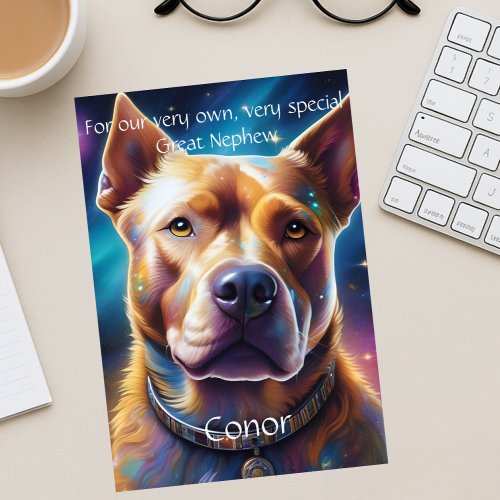 Customized Great Nephew with Dog Birthday Poem