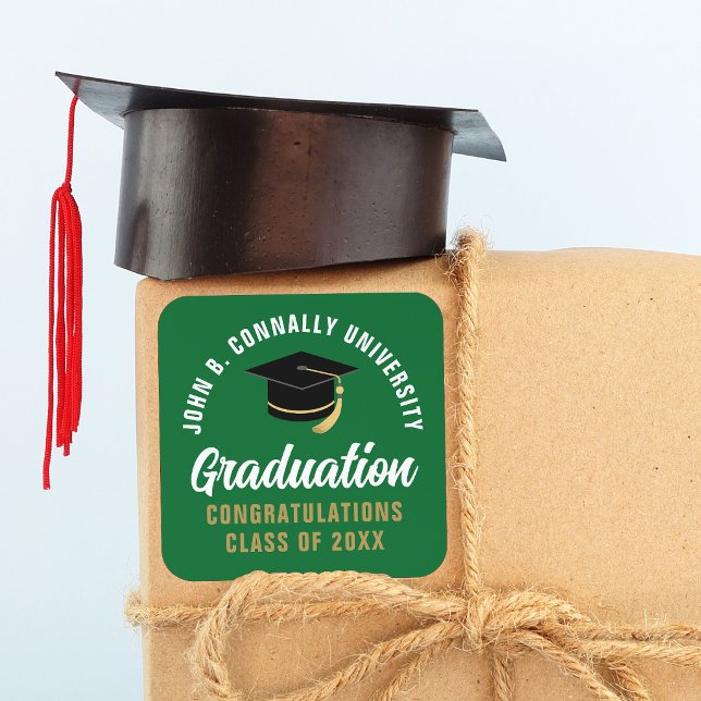Customized Green 2026 Graduation Party Square Sticker (Creator Uploaded)