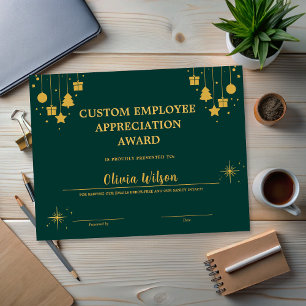 Customized Green Business Holiday Employee Award