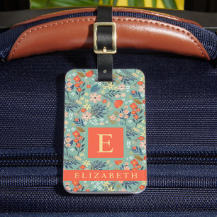 Customized Green Floral Blue Pink Orange Flowers Luggage Tag