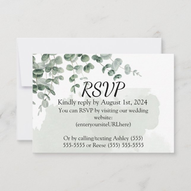 CUSTOMIZED GREENERY WEDDING  RSVP CARD (Front)