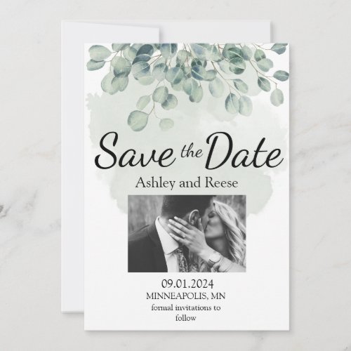 CUSTOMIZED GREENERY WEDDING SAVE THE DATES INVITATION