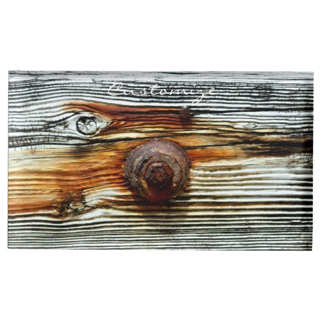 customized grey driftwood board table number holder (Front)