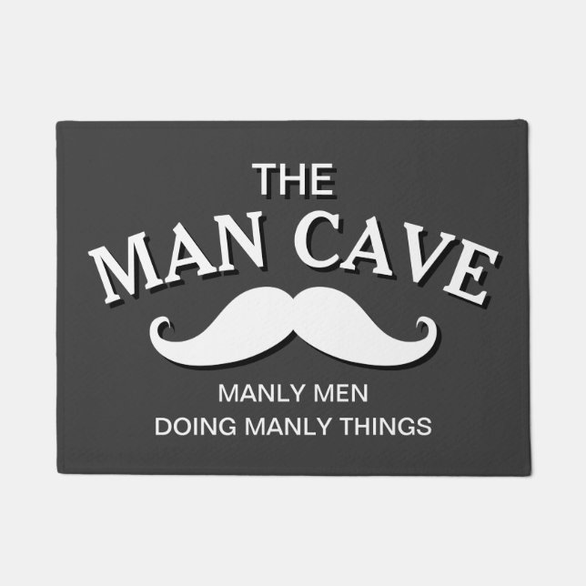 Customized Grey Funny Man Cave Sign Doormat (Front)
