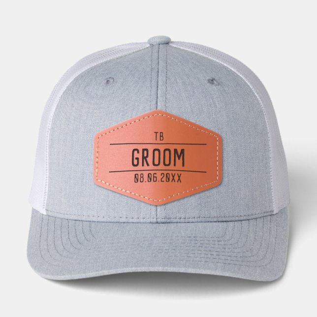 Customized Groomsman Groom Wedding Bachelor Party Leather Patch Hat (Front)