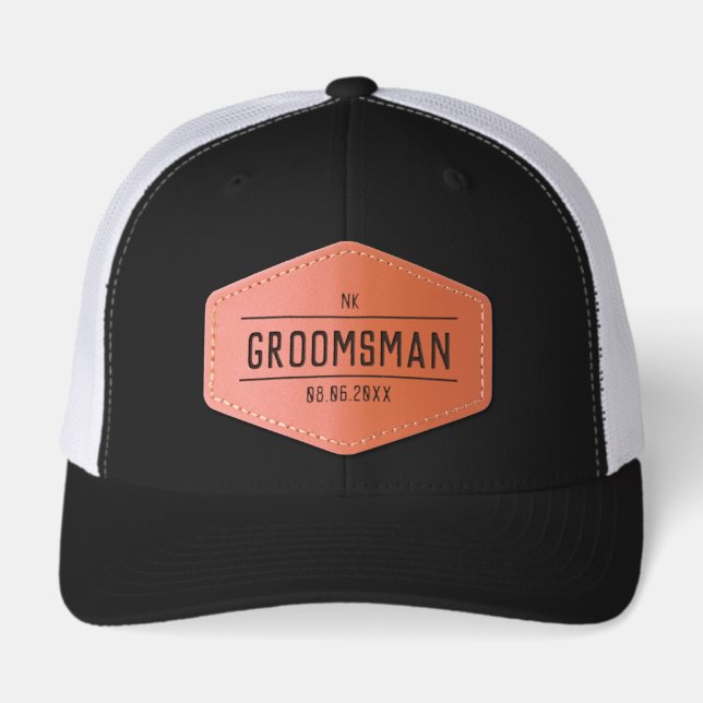 Customized Groomsman Groom Wedding Bachelor Party Leather Patch Hat (Front)