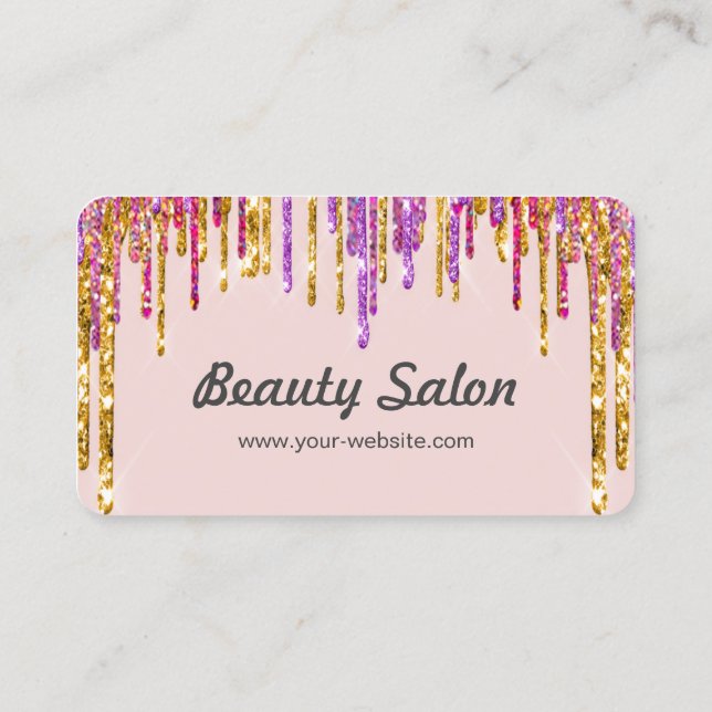 Customized Hair Dresser Hairstylist Pink Glitter Business Card (Back)