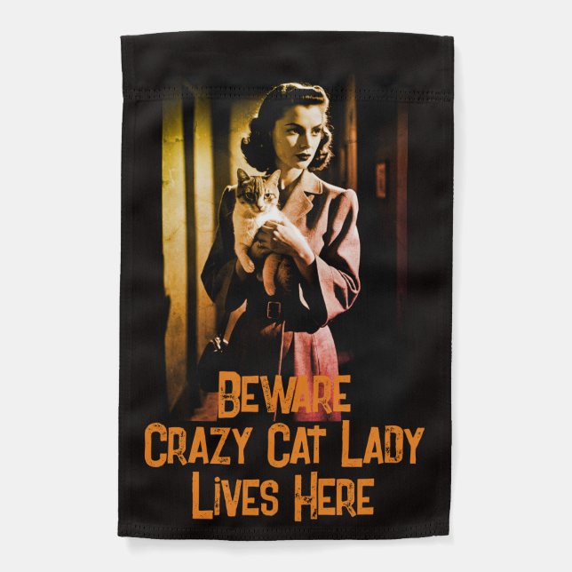 Customized Halloween Crazy Cat Lady Garden Flag (Front)