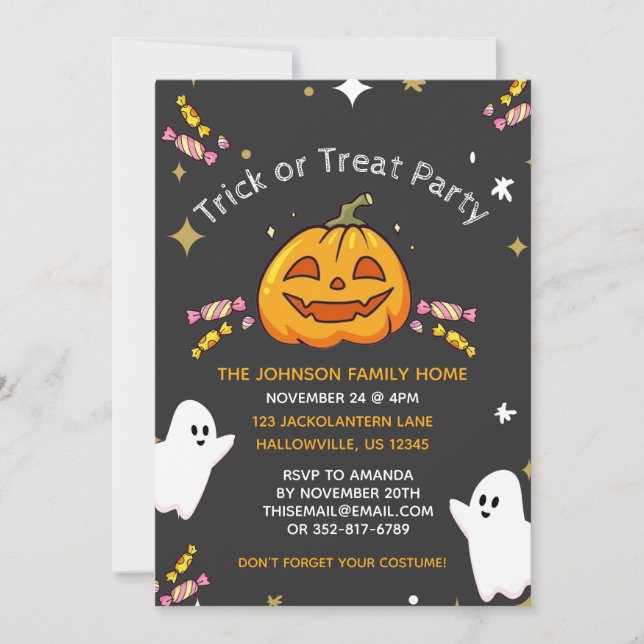 Customized Halloween Party Invitations for Kids (Front)
