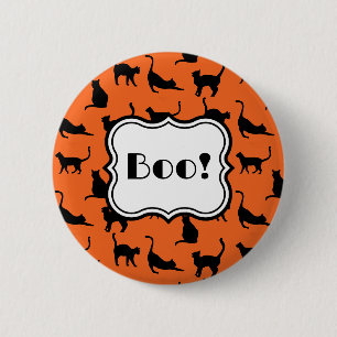 Customized Halloween Party Orange Black Cats Button