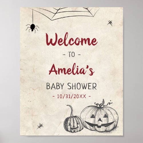 Customized Hallowen Baby Shower Door Wall Welcome Poster