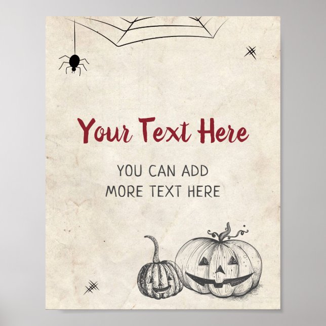 Customized Hallowen Pumpkin Kids Adult Party Wall Poster (Front)