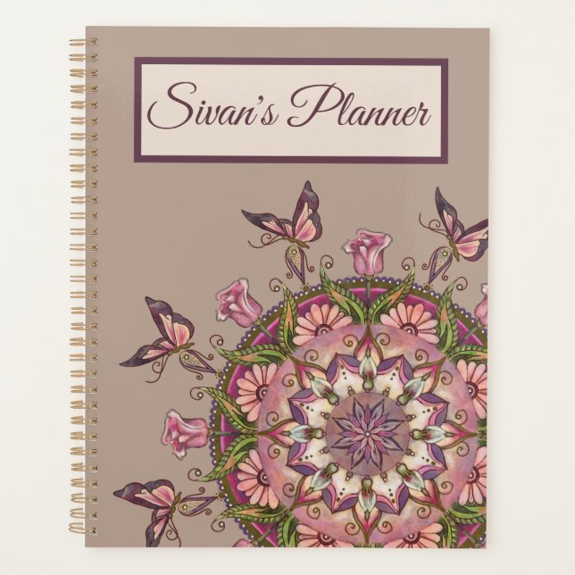 Customized Hand Drawn Floral Mandala Planner (Front)