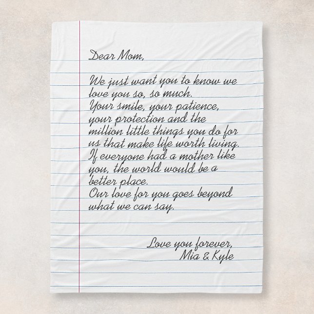 Customized Handwritten Letter Love Message Mother Fleece Blanket (Creator Uploaded)