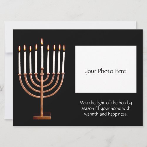 Customized Hanukkah Menorah w Photo Holiday Card