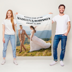Customized Happily Ever After Photo Wedding Funny Fleece Blanket