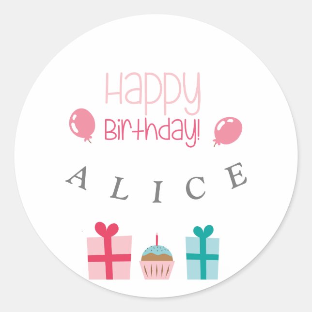 Customized Happy Birthday Classic Round Sticker (Front)