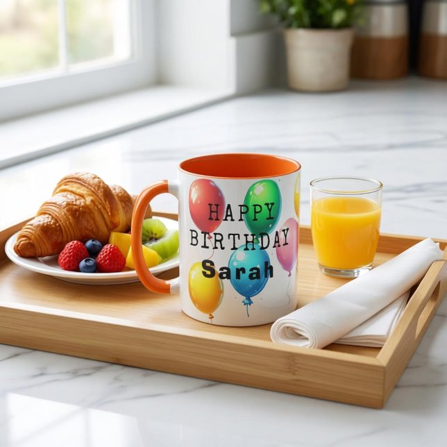 Customized "Happy Birthday" mug with balloons (Creator Uploaded)