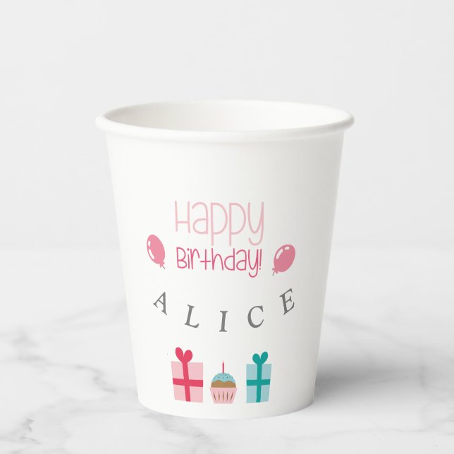 Customized Happy Birthday Paper Cups (Front)