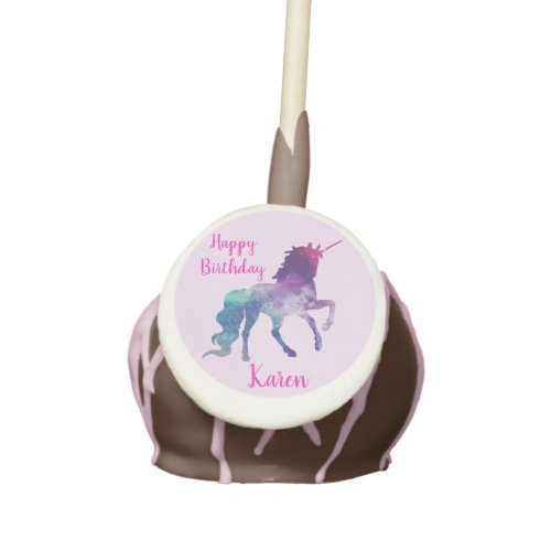 Customized Happy Birthday Purple and Blue Unicorn Cake Pops