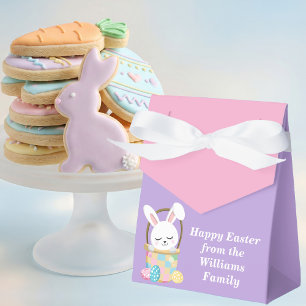 Customized Happy Easter Bunny Pink Purple Party Favor Boxes