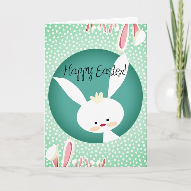 Customized HAPPY EASTER Rustic Bunny Aesthetic Card (Front)