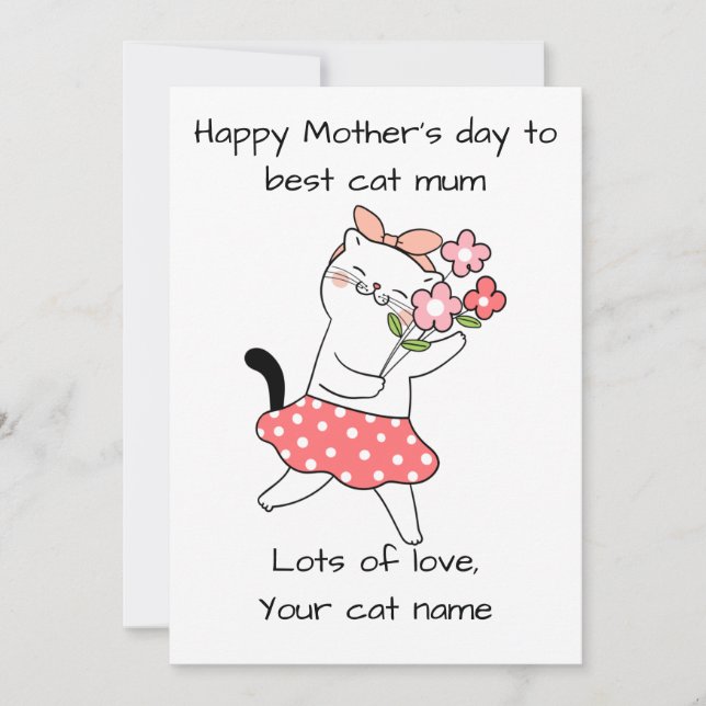 Customized Happy mother's day best cat mom Thank You Card (Front)