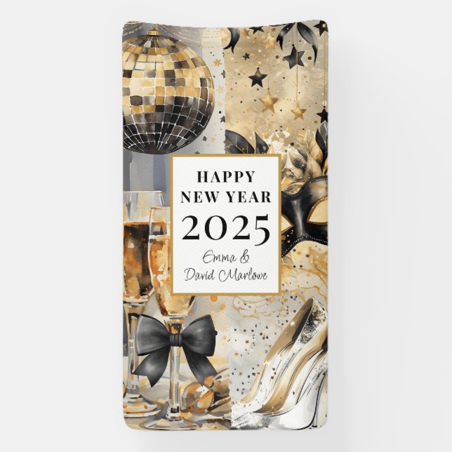 Customized Happy  New Year 2025 Banner (Vertical)