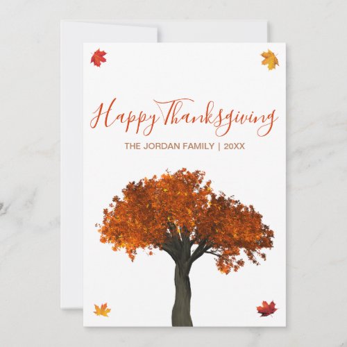 Customized Happy Thanksgiving Autumn leaves Holiday Card