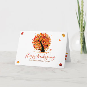 Customized Happy Thanksgiving Autumn tree Card