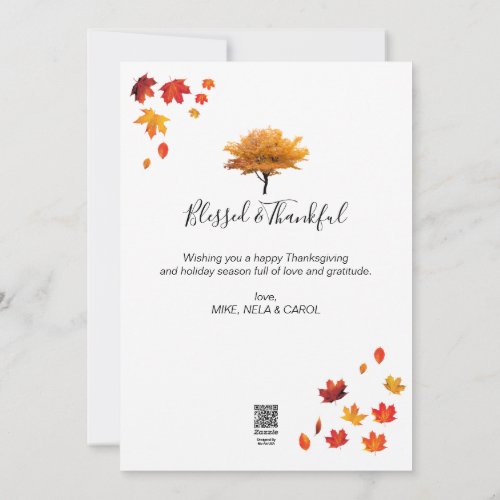 Customized Happy Thanksgiving Autumn Tree Holiday Card