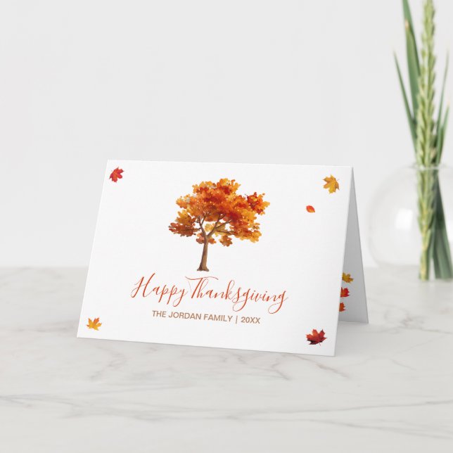 Customized Happy Thanksgiving Autumn trees Card (Front)