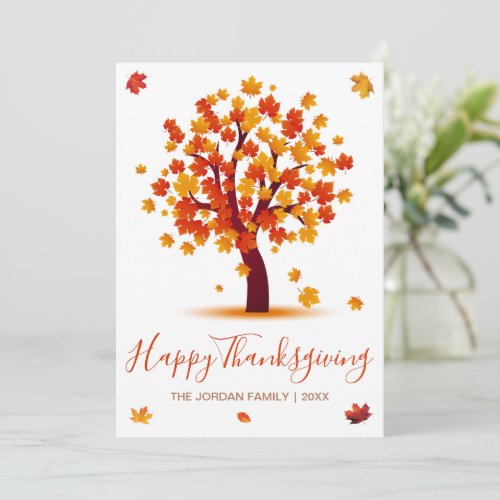 Customized Happy Thanksgiving Autumn trees  Holida Holiday Card